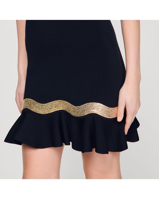 Sandro Blue Metal Chain Knit Short Dress