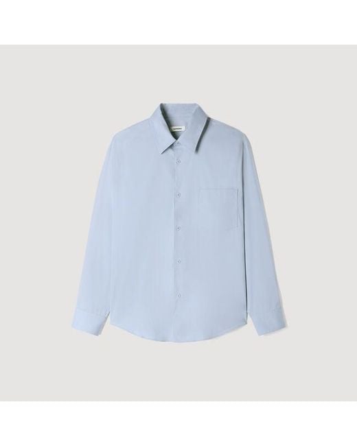 Sandro Blue Oversized Cotton Shirt for men