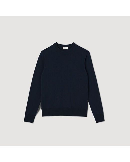 Sandro Blue Fine Knit Wool Sweater for men