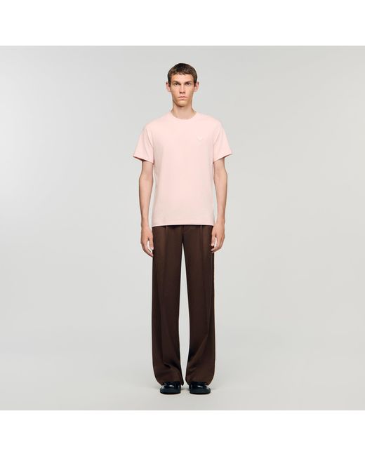 Sandro Pink T-Shirt With Heart Patch for men
