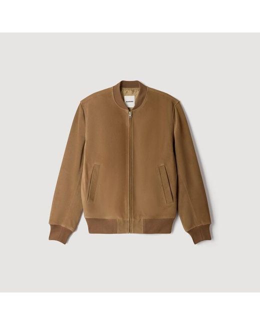 Sandro White Zip-Up Split Leather Jacket for men