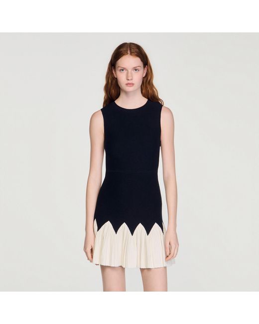 Sandro Blue Two-Tone Short Knit Dress