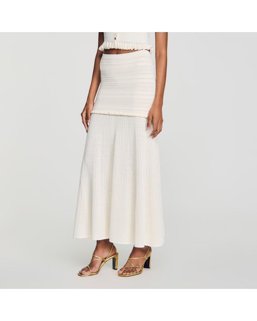 Sandro Natural Pointelle Knit Maxi Skirt