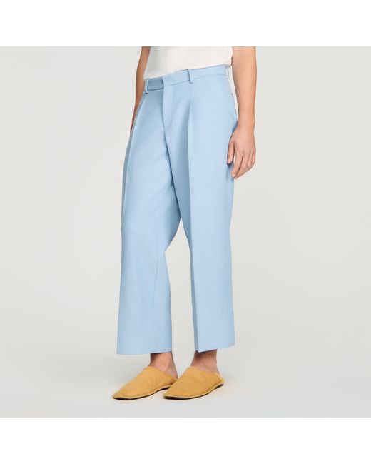 Sandro Blue Pleated Wide-Leg Trousers for men