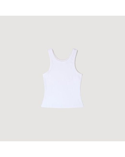 Sandro Blue Beaded Ribbed Vest Top