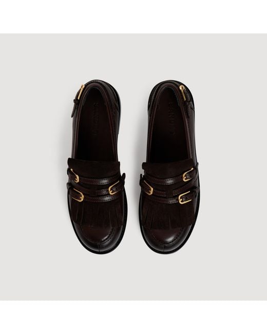 Sandro Black Buckle Loafers