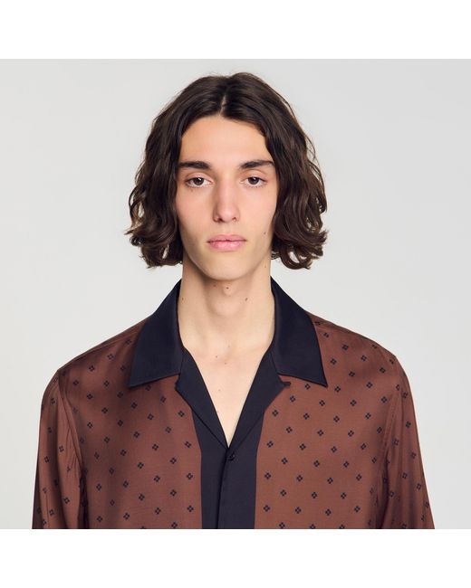 Sandro Red Square Cross Motif Shirt for men