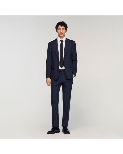Sandro Blue Wool Suit Trousers for men