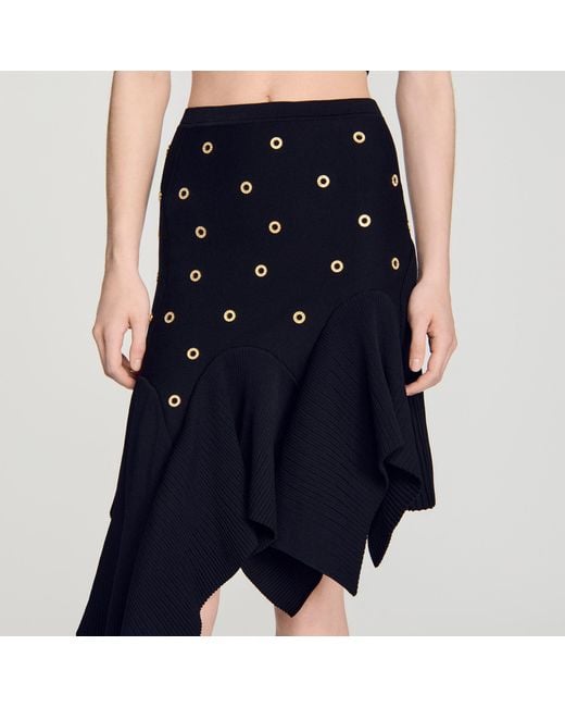 Sandro Blue Studded Knit Skirt