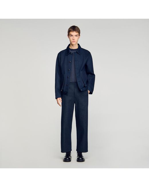 Sandro Blue Raw Barrel Jeans for men