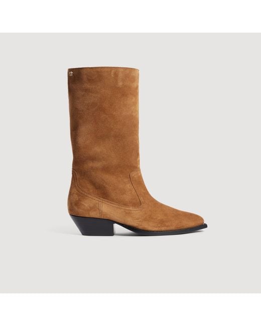 Bottes en suède Sandro en coloris Brown