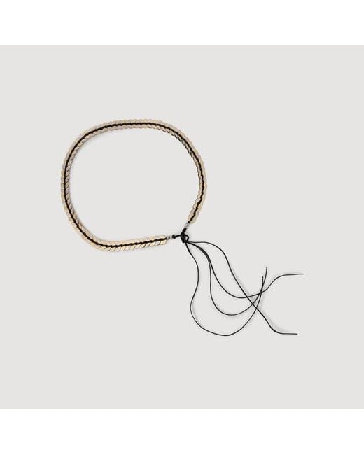 Sandro Metallic Jewellery Belt With Leather Tie