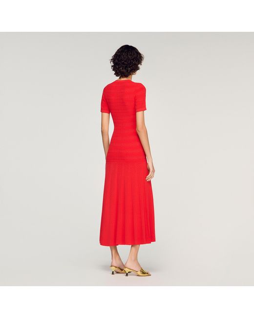 Sandro Red Knit Maxi Dress