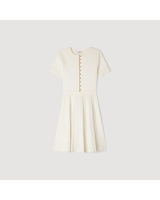 Sandro Natural Pointelle Knit Short Dress