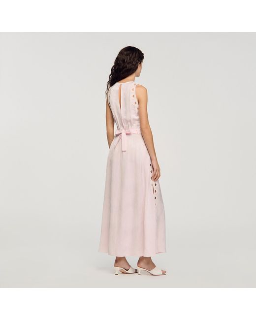 Sandro Pink Flower Jacquard Maxi Dress