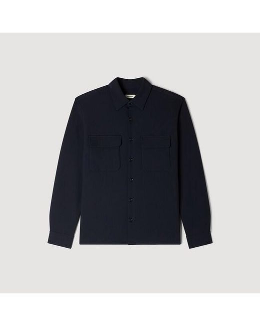Sandro Blue Patch Pocket Shirt for men