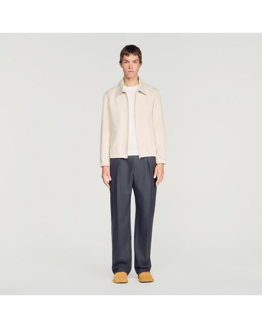 Sandro Blue Cotton Zip-Up Jacket for men