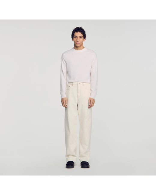 Sandro White Baggy Contrast Jeans for men