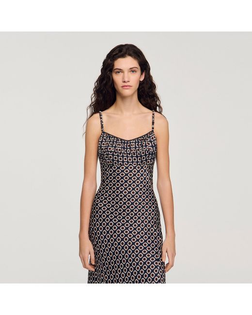 Sandro Gray Floral Slip Maxi Dress