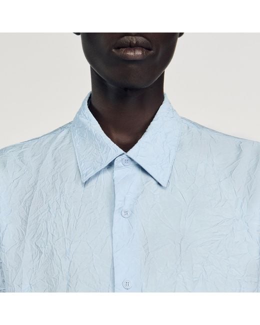 Sandro White Crinkled Effect Shirt for men