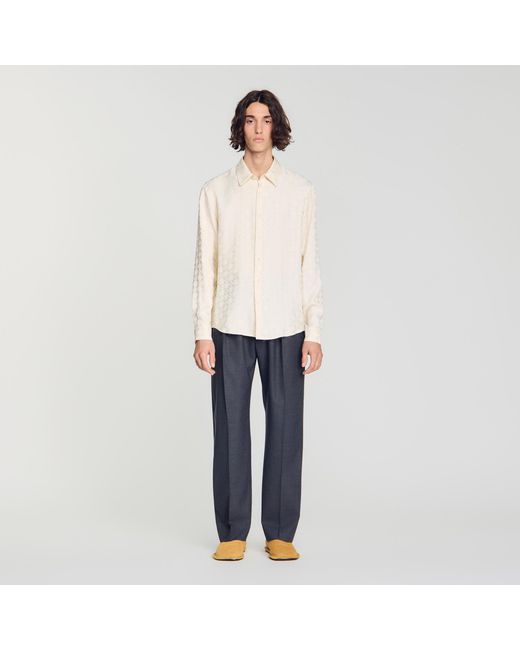 Sandro White Square Cross Loose-Fit Shirt for men