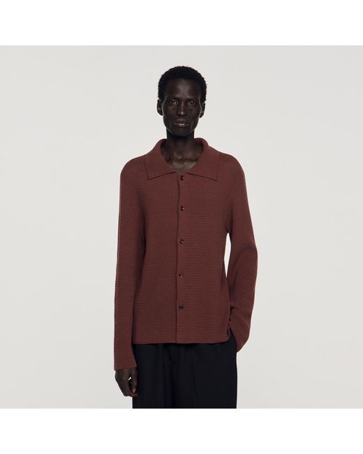 Sandro Red Waffle-Knit Shirt for men
