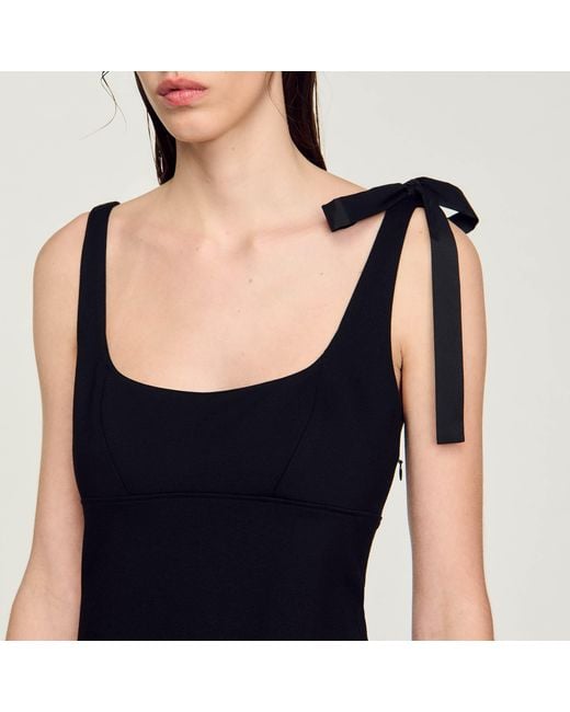 Sandro Black Dual-Material Short Dress