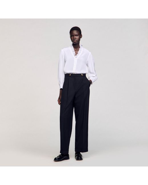 Sandro Gray Floaty Silk Shirt