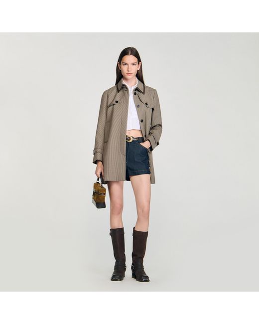Sandro Multicolor Houndstooth Trench