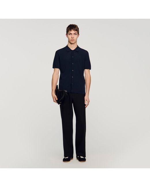 Sandro Blue Openwork Shirt for men