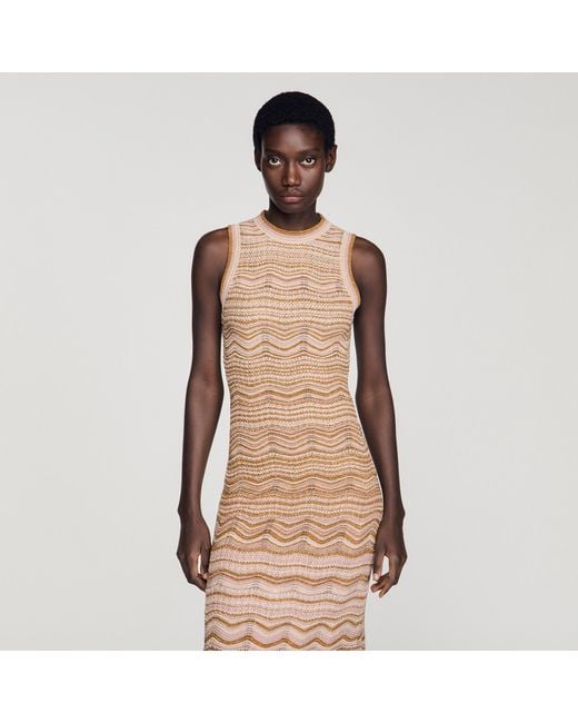 Sandro Natural Fancy Knit Maxi Dress