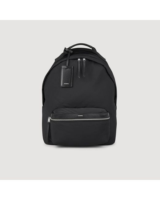 Sandro Black Canvas And Leather Backpack for men