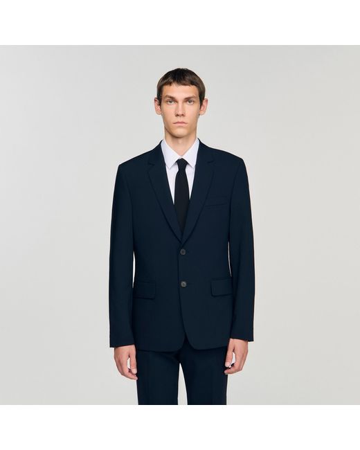 Sandro Blue Wool Suit Jacket for men