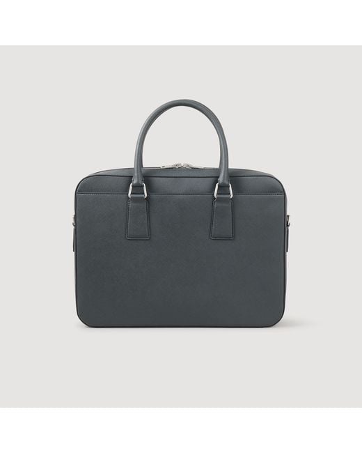 Sandro Black Reconstituted Leather Briefcase for men