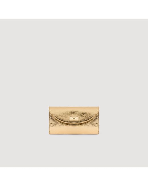 Sandro Natural Mambo Metallic Leather Clutch