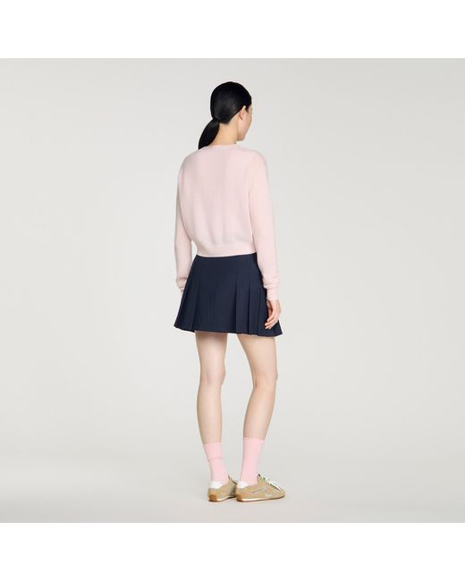 Sandro Blue Cropped Cashmere Wool Cardigan