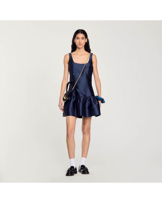 Sandro Blue Short Satin Dress