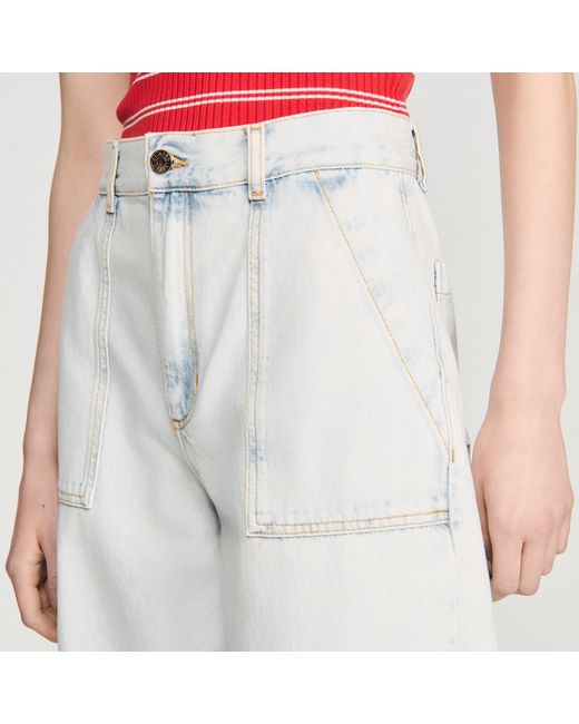 Sandro Blue Washed Denim Bermuda Shorts