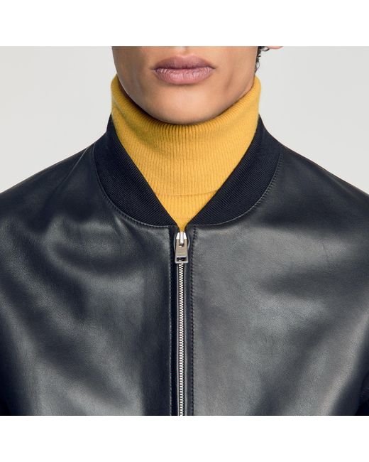 Sandro Blue Leather Jacket for men