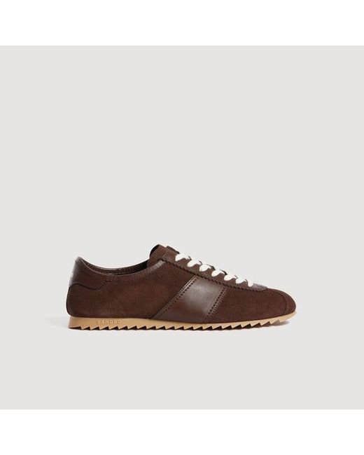 Sandro Brown Low-Top Leather And Suede Trainers for men