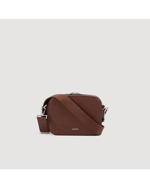 Sandro Brown Small Reconstituted Leather Bag for men