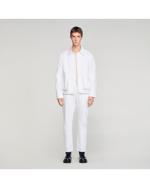 Sandro White Denim Worker Jacket for men