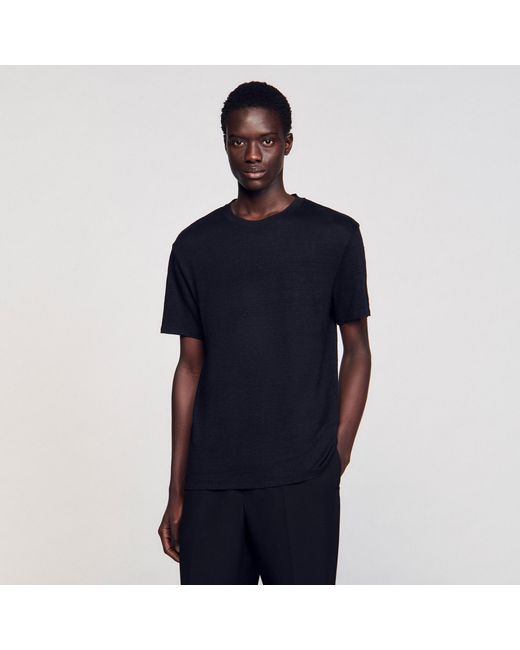 Sandro Blue Certified Linen T-Shirt for men