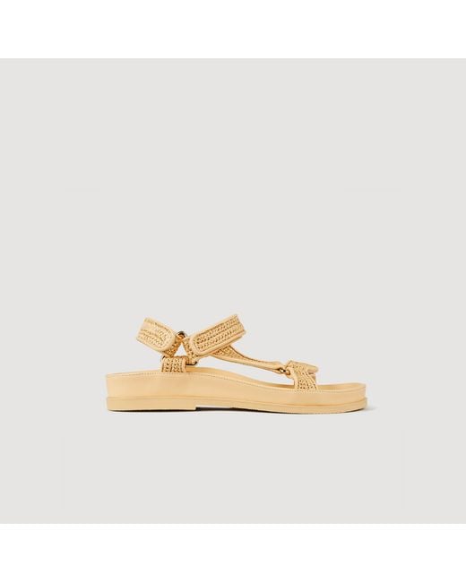 Sandro Natural Flat Raffia Sandals