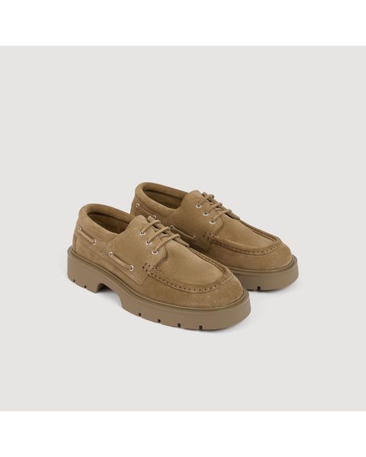 Sandro Natural Split Leather Boat Shoes for men