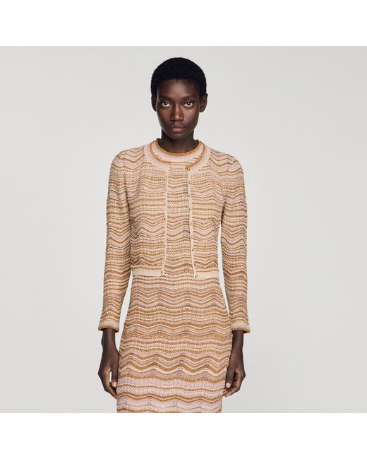 Sandro Natural Decorative Knit Cardigan