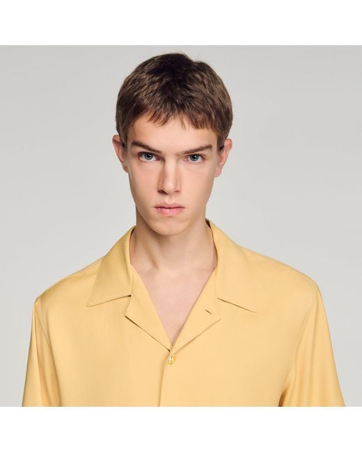 Sandro Metallic Loose-Fit Shark Collar Shirt for men