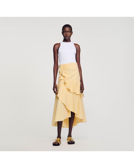 Sandro Yellow Long Asymmetrical Skirt