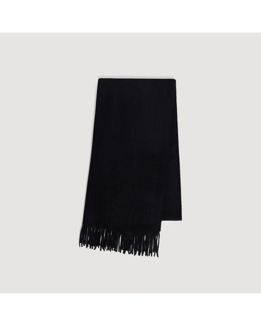Sandro Black Wool And Cashmere Scarf for men