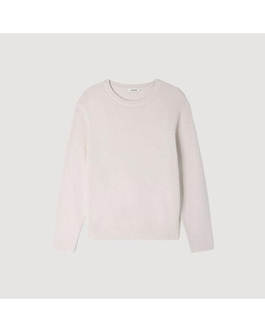 Sandro White Crew-Neck Sweater for men